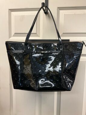 kate spade Black Patent Polka Dot Shoulder Tote